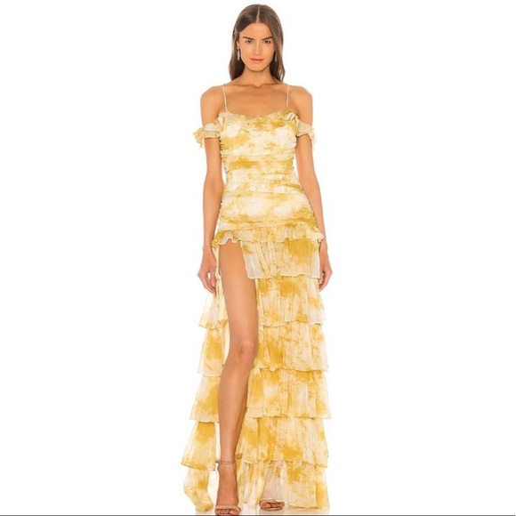 REVOLVE Dresses & Skirts - REVOLVE Yellow Tiered Ruffle Maxi Dress